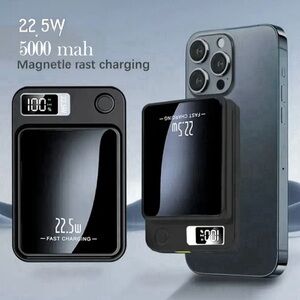 Black Magnetic Fast Charging Power Bank for Cellphones, NEW
